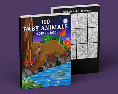 100 Baby Animals Coloring Book adult book cover book cover children coloring book cover coloring book cover design graphic design illustration kindle direct publishing