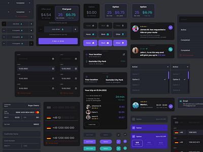 Car-Pooling & Navigation App UI Kit app carpooling components inspiration interface design mobile app navigation ui ui components ui design ui kit ui ux