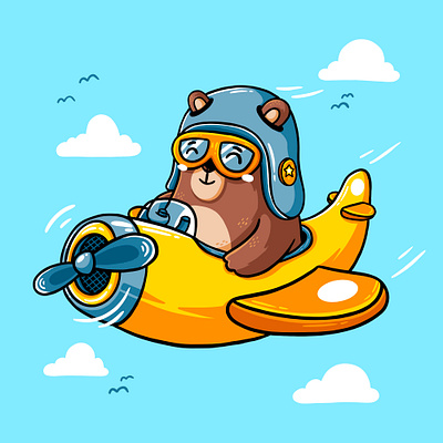 Flight animal apparel bear cartoon character colorful cute doodle flight fly fun funny graphic design happy illustration illustrator plane procreate tshirt