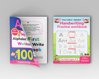 Handwriting Practice Workbook For Kids adult book cover book cover children coloring book cover coloring book cover design graphic design illustration kindle direct publishing