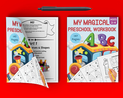 My Magical Preschool Workbook adult book cover book cover children coloring book cover coloring book cover design graphic design illustration kindle direct publishing