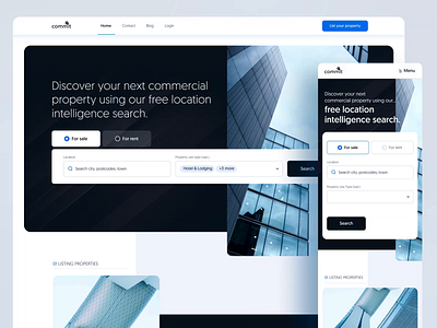 Commercial Property Platform animation app home page interface landing mobile motion design property real estate responsive rwd search ui website
