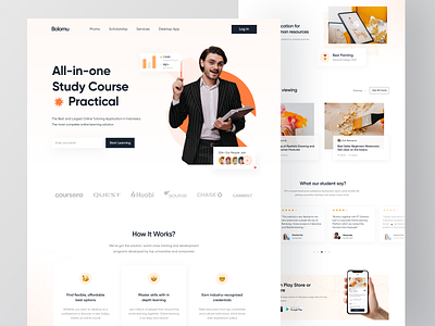 Online Course Landing Page - Exploration 📚 clean course education elearning header hero section landing page learn lesson minimal online course platform saas study ui ux web web design website website design