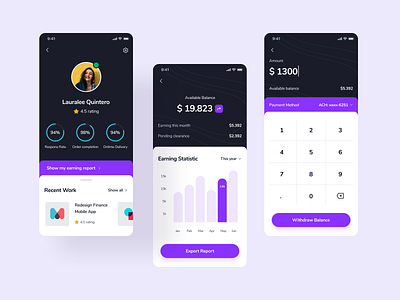 Freelance Report Exploration android app app design chart clean finance freelance icon illustration ios minimal mobile app payment report statistic ui design uiux