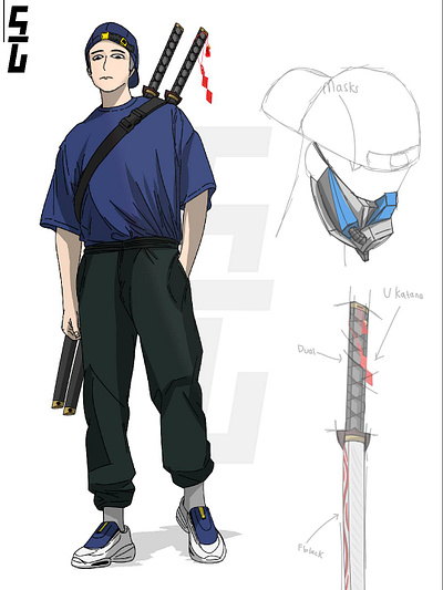Streetwear japan samurai animation app graphic design illustration streetwear vector