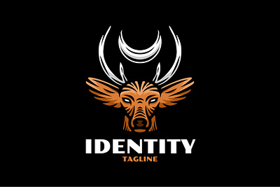 Moon Deer Logo animal branding crescent deer design exclusive face front head identity illustration logo modern moon nature night vector vintage
