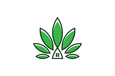 Cannabis House Logo branding cannabis design estate exclusive green health healthy home house illustration leaf logo minimalist modern nature plant real vector