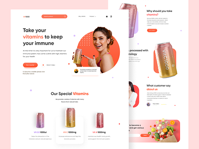 Vit1000 - Health Drink Website branding covid drink food fruit graphic design header health healthy immune landing page lifestyle ui uidesign uiux vitamine web design website