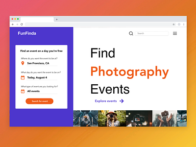 Event Booking adobexd design event booking event finder homepage ui ux web webdesign xddailychallenge