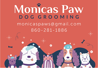 Monicas Paw Dog Grooming branding business cards design dog dog grooming graphic design illustration logo logo design modern sleek vector