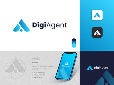 DigiAgent Logo 3d adobe illustrator animation brand brandidentity branding design flat illustration flatdesign graphic design illustration logo logo maker logo minimalist logo simple minimalist motion graphics simple design ui vector