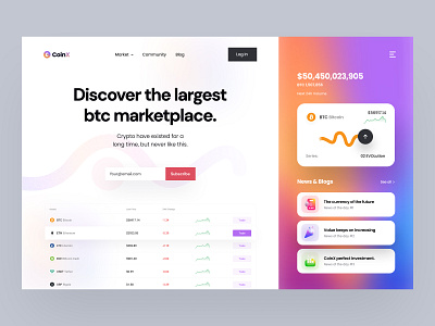 CoinX -Crypto Conceptual Design cryoto crypto currency finance header header design header ui landing page modern nft ui visual design web web design web template