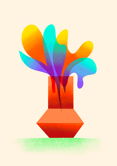 Vase colourful design illustration procreate riso art risography risography style