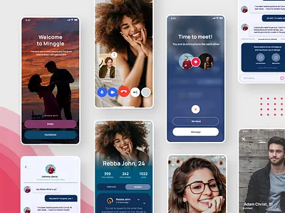 Minggle - UI Design adobe android app branding dating design graphic design illustration ios logo mobileapp typography ui uiux ux vector