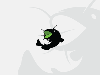 green fish black branding catfish cute design fish green icon leaf logo nature negative space simple vector