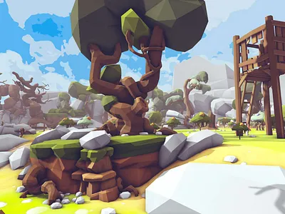 Wood Land emaceart forest lowpoly meadows wooden