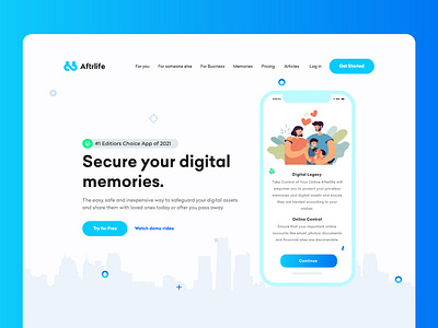 Aftrlife - Secure your digital memories. branding ui web design