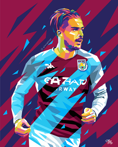 Jack Grealish artwork colorful design football grealish illustration illustrator pop art soccer sport illustration sports vector wpap