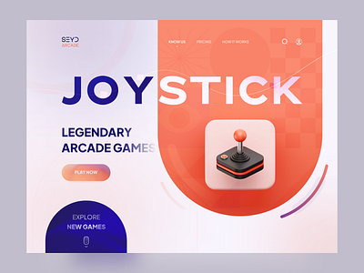 Arcade Hero Section 🕹 3d 3d icon 3d illustration animation arcade blender controller fun game hero joystick landing page light nostalgy orange presentation retro ui