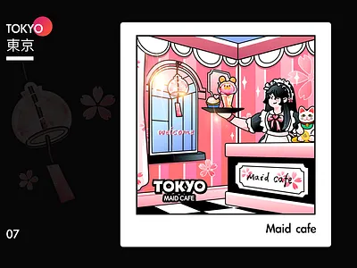 Maid cafe design icon illustration japan maid cafe tokyo ui