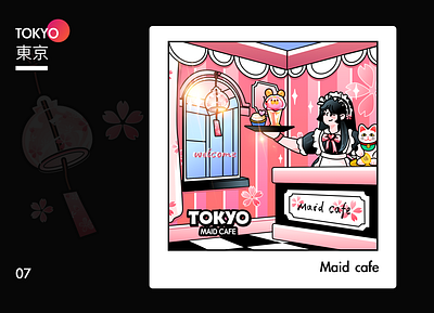 Maid cafe design icon illustration japan maid cafe tokyo ui