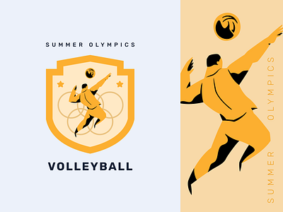 Summer Olympics Volleyball Golden Badge badge ball branding design dribbble dribbble shot golden badge illustration logo olympics olympics badge popular shot spike sports sports badge sports illustration summer olympics vector volleyball volleyball olympics