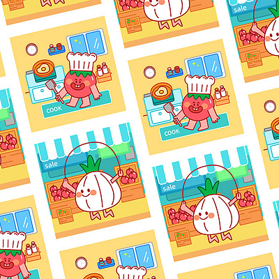 卡通蔬菜的日常 graphic design illustration