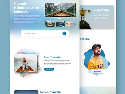 Landing Page - TravelGo. beach blue design illustration landing landing page page travel travelling ui ui design uiux ux web web design