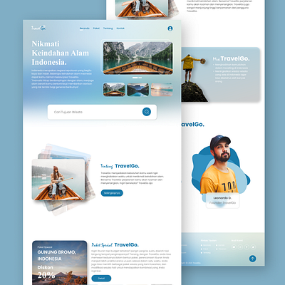 Landing Page - TravelGo. beach blue design illustration landing landing page page travel travelling ui ui design uiux ux web web design