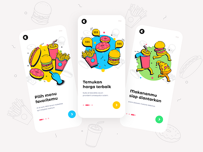 Onboarding Restaurant App app apps chef fast food flat graphic design illustration onboarding restaurant app ui