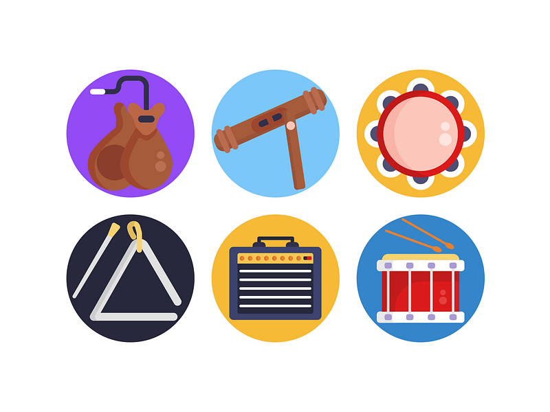 Music Icons coloured icons drums flat icons icon icons icons pack music instrument vector vectors whistle