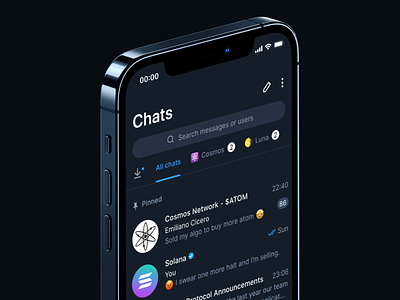 Telegram Redesign chat cosmos crypto redesign solana telegram