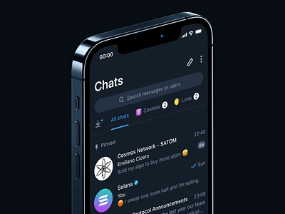 Telegram Redesign chat cosmos crypto redesign solana telegram