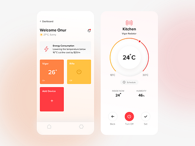 Quup Heating - Dashboard / Temperature app dashboard degree heat heating home mobile app onur onurkurt quup setting smart app smart device smart home temperature ui user interaction user interface