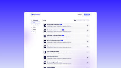 MagicPattern Tools app branding dashboard design ui ui design uidesign uiux ux