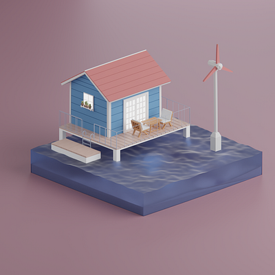 House on a lake 3d 3d design 3d illustration blender diorama graphic design house illustration isometric lake low low poly lowpolyart poly render