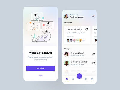 Jadwal - Close Friends & Family Planner app application call chat clean design family flat friends group icons illustration mobile mobileapp social ui ux