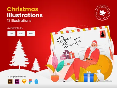 Christmas Illustrations pack christmas tree creative design flat illustration flat illustrations merry christmas merry christmas illustration new year new year illustration santa claus santa claus illustration santa illustration xmas xmas illustration
