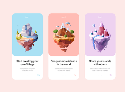 Game app onboarding design app colours concept daily dailyui design game game app illustration onbaordingscreen onboarding onboarding game onboarding screen onboarding ui pastel ploygononboarding polygon screen screens ui