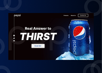 Pepsi WebsiteShot bevarage cold drink dark theme design drink website figma hero section landing page pepsi pepsi website pinterest product design ui ui design uiux user interraction ux web design website website design