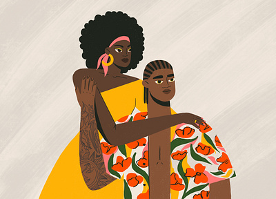 couple afro character couple design flat girl illustration love procreate