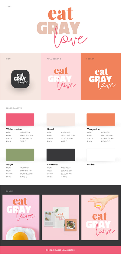 Eat Gray Love Brand Overview brand branding chef color graphic design illustration logo