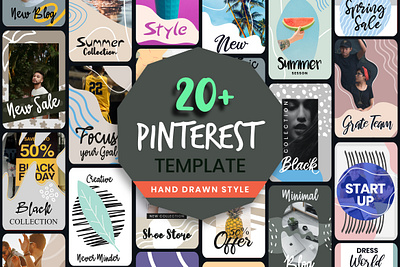 Hand Drawn Style Pinterest Post Template magazine