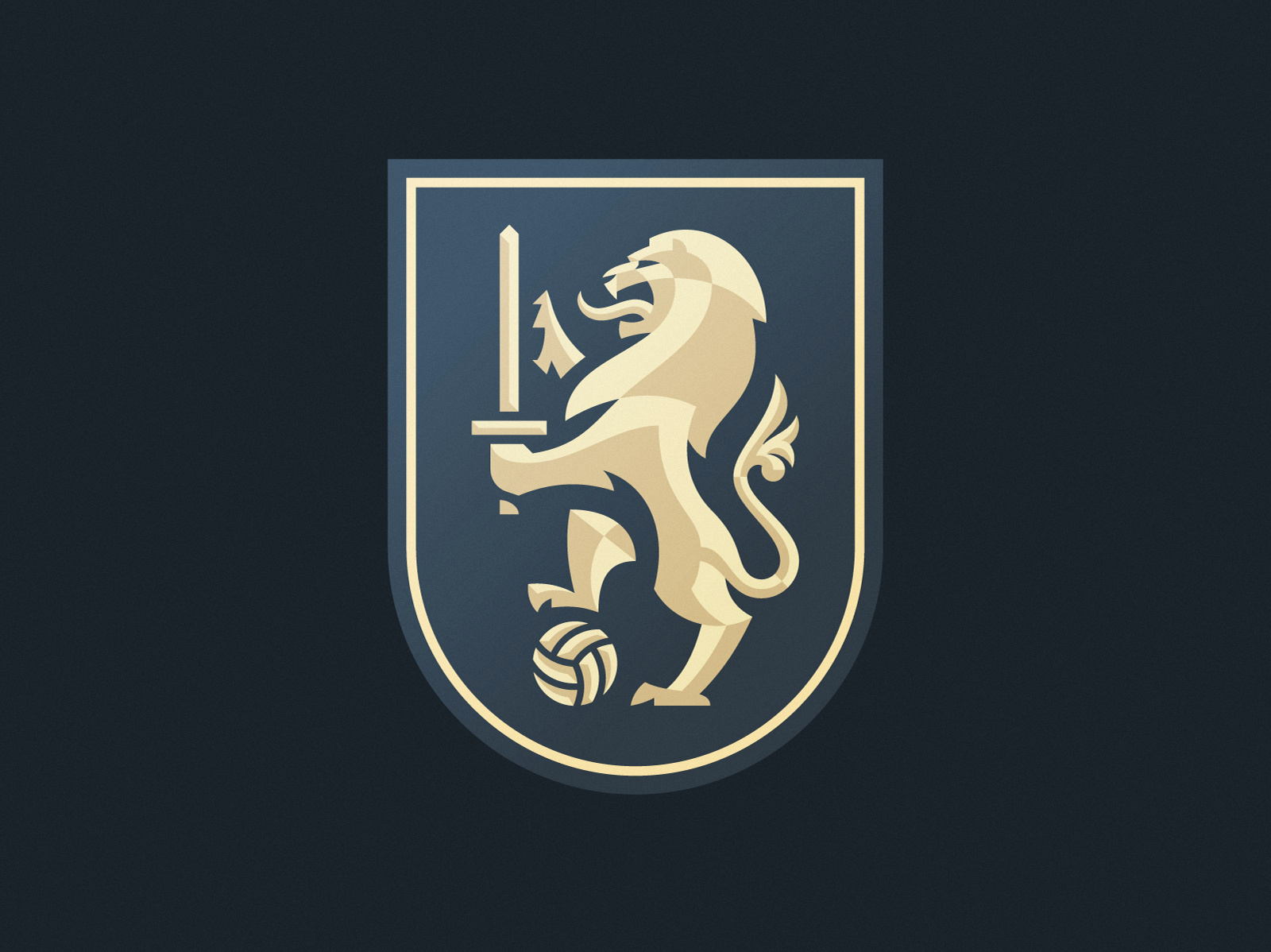 FC Lions crest football heraldic lion logo logotype mascot shield sport sword