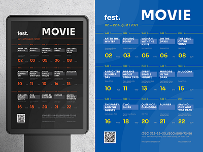 Film Festival Poster Template calendar cards cinema event festival film flyer invitation monthly movie plan planning poster qr schedule template time timeline vector week