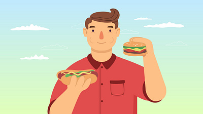 Fast-food lover burger design eating emotions fastfood food graphic design human illustration man people