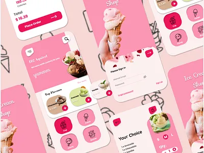 Ice Cream Ecommerce Shop Design App ui design