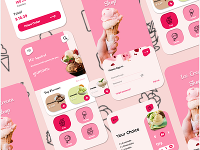 Ice Cream Ecommerce Shop Design App ui design