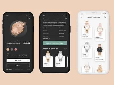 Watch App Design app design brand app design ecommerce ecommerce app ecommerce app design mobile app design ui ui design ui screens uiux visual design watch app watch app design