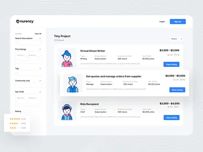 Buy & Sell Tiny Project best design best ui buy sell clean ui job job directory job list job marketplace job search job site list project project list project search saas trend ui ui designer ux
